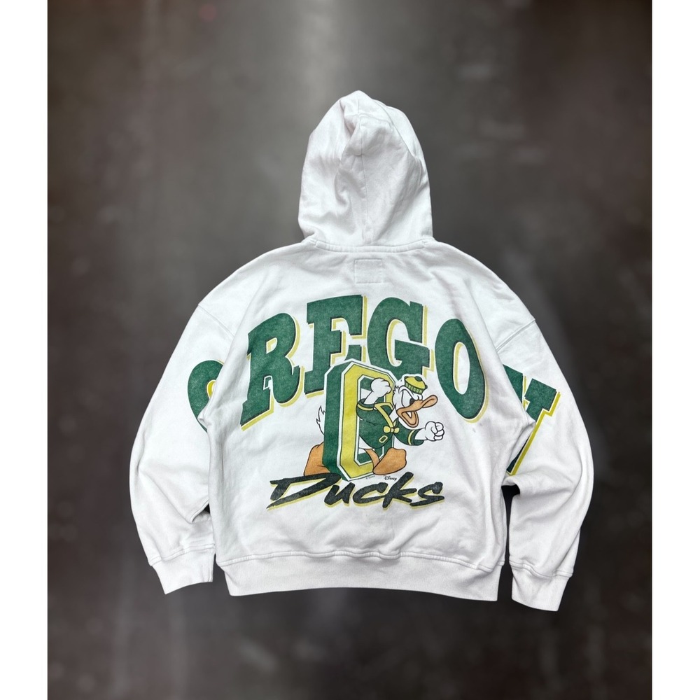 Hollister Oregon Ducks Donald Duck Disney Hoodie Sweatshirt White Men's L NCAA
